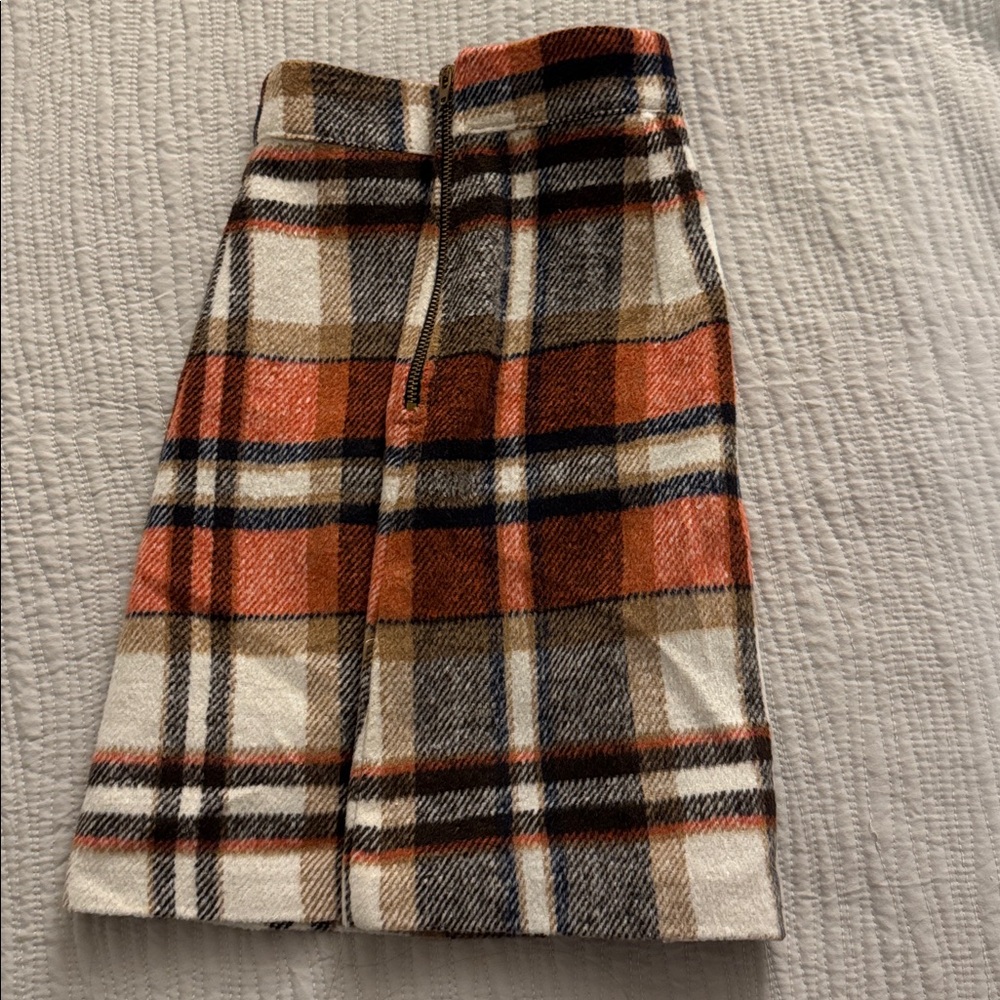 Lulus navy/orange/cream plaid skirt - Picture 8 of 10